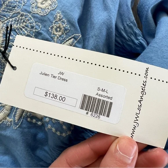 Johnny Was Light Blue Embroidered Julien Tier Dress NWT - Picture 9 of 10